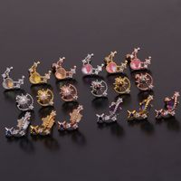 Korean Color Zircon  Fashion All-match Stainless Steel Earrings main image 3