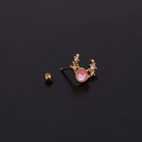 Korean Color Zircon  Fashion All-match Stainless Steel Earrings main image 5