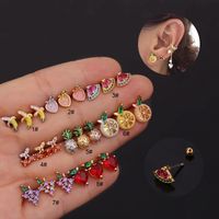 Ear Cartilage Rings & Studs Fruit 316 Stainless Steel  Copper Inlaid Zircon main image 1