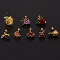 Ear Cartilage Rings & Studs Fruit 316 Stainless Steel  Copper Inlaid Zircon main image 6