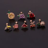 Ear Cartilage Rings & Studs Fruit 316 Stainless Steel  Copper Inlaid Zircon main image 5