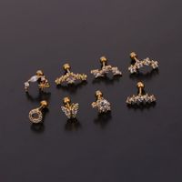 Ear Cartilage Rings & Studs Lady Flower 316 Stainless Steel  Copper Inlaid Zircon main image 6
