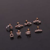 Ear Cartilage Rings & Studs Lady Flower 316 Stainless Steel  Copper Inlaid Zircon main image 5