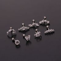 Ear Cartilage Rings & Studs Lady Flower 316 Stainless Steel  Copper Inlaid Zircon main image 4