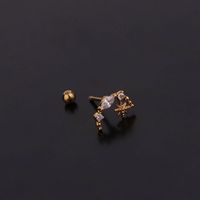 Ear Cartilage Rings & Studs Lady Flower 316 Stainless Steel  Copper Inlaid Zircon main image 3