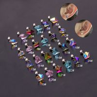Ear Cartilage Rings & Studs Simple Style Star 316 Stainless Steel  Inlaid Zircon main image 1