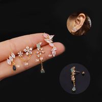Ear Cartilage Rings & Studs Flower 316 Stainless Steel  Copper Inlaid Zircon Zircon main image 1