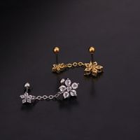 Ear Cartilage Rings & Studs Flower 316 Stainless Steel  Copper Inlaid Zircon Zircon main image 5