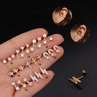Ear Cartilage Rings & Studs Lady Geometric 316 Stainless Steel  Copper Inlaid Zircon main image 1