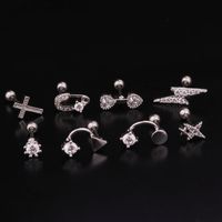 Ear Cartilage Rings & Studs Lady Geometric 316 Stainless Steel  Copper Inlaid Zircon main image 6