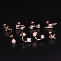 Ear Cartilage Rings & Studs Lady Geometric 316 Stainless Steel  Copper Inlaid Zircon main image 5