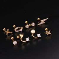 Ear Cartilage Rings & Studs Lady Geometric 316 Stainless Steel  Copper Inlaid Zircon main image 4