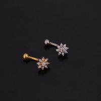 Ear Cartilage Rings & Studs Lady Flower 316 Stainless Steel  Copper Inlaid Zircon main image 3