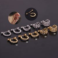 Ear Cartilage Rings & Studs Fashion U Shape 316 Stainless Steel  Copper Inlaid Zircon main image 2