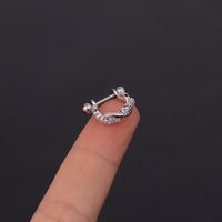 Ear Cartilage Rings & Studs Fashion U Shape 316 Stainless Steel  Copper Inlaid Zircon main image 4