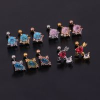 Ear Cartilage Rings & Studs Lady 316 Stainless Steel  Copper Inlaid Zircon Zircon main image 3