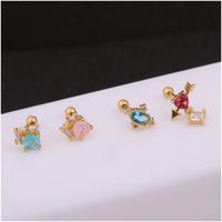 Ear Cartilage Rings & Studs Lady 316 Stainless Steel  Copper Inlaid Zircon Zircon main image 6