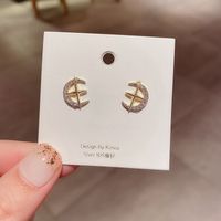 Hot Selling 925 Silver Needle Zircon Micro-inlaid Cross Stars  Moon Earrings main image 4