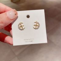 Hot Selling 925 Silver Needle Zircon Micro-inlaid Cross Stars  Moon Earrings main image 5