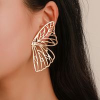 Hot Selling Fashion Exaggerated Metal Hollow Butterfly Earrings main image 6