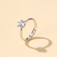 Simple Fashion Diamond Couple Classic Crown Six-claw Inlaid Open Ring main image 3