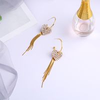 Fashion Love-shaped Long Tassels C-shaped Earrings main image 5