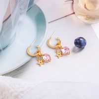 Love Small Five-pointed Star Sweet Thin C-shaped Alloy Earrings For Women main image 5