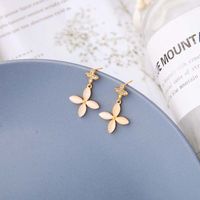 Flower Fashion New Wild Simple Opal Girls S925 Silver Needle Petites Boucles D&#39;oreilles En Alliage main image 2