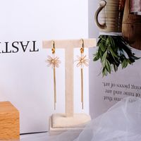 Tassel Wild Korean Long S925 Silver Needle Simple Flower Earrings For Women main image 3