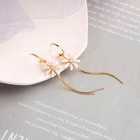 Tassel Wild Korean Long S925 Silver Needle Simple Flower Earrings For Women main image 4