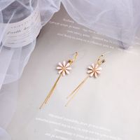 Tassel Wild Korean Long S925 Silver Needle Simple Flower Earrings For Women main image 5