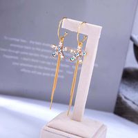 Fashion Long Flower Thin C-shaped Niche Tassel Alloy Earrings For Women main image 3
