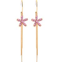 Fashion Long Flower Thin C-shaped Niche Tassel Alloy Earrings For Women main image 6
