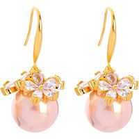 Fashion New Pearl  Double C Wild Flower Alloy Earrings For Women main image 6