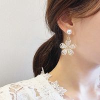 Korean Fashion Short Paragraph Flashing Diamond Flower Wild Earrings For Women main image 3