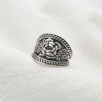 Hot Sale Fashion Geometric Retro Alloy Ring Flower Ring main image 4