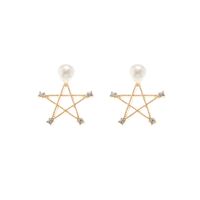 Wholesale Sweet Fashion Pearl Simple Five-pointed Star Diamond Earrings main image 6