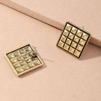 Fashion Simple New Metal Retro Distressed Matte Gold Button Earrings main image 5