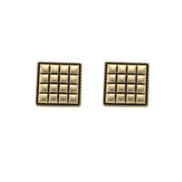 Fashion Simple New Metal Retro Distressed Matte Gold Button Earrings main image 6