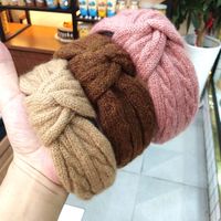 Hot Knitted Knotted Headband  Wool Hairpin Simple Wide-border Headband main image 5