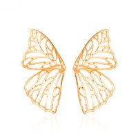 Hot Selling Fashion Exaggerated Metal Hollow Butterfly Earrings sku image 1