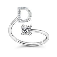 Fashion Simple New  Diamond  26 English Letter Opening Adjustable Alloy Ring sku image 4