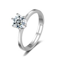 Simple Fashion Diamond Couple Classic Crown Six-claw Inlaid Open Ring sku image 1