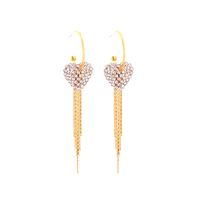 Fashion Love-shaped Long Tassels C-shaped Earrings sku image 1
