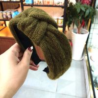 Hot Knitted Knotted Headband  Wool Hairpin Simple Wide-border Headband sku image 3