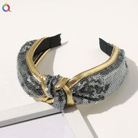 New Sequins Knotted Fish Scales Phnom Penh Solid Color Headband sku image 2