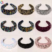 New Sequins Knotted Fish Scales Phnom Penh Solid Color Headband sku image 7