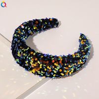New Sequins Knotted Fish Scales Phnom Penh Solid Color Headband sku image 8