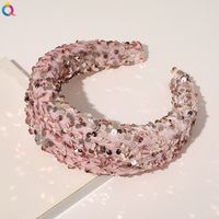 New Sequins Knotted Fish Scales Phnom Penh Solid Color Headband sku image 11