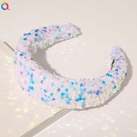New Sequins Knotted Fish Scales Phnom Penh Solid Color Headband sku image 10